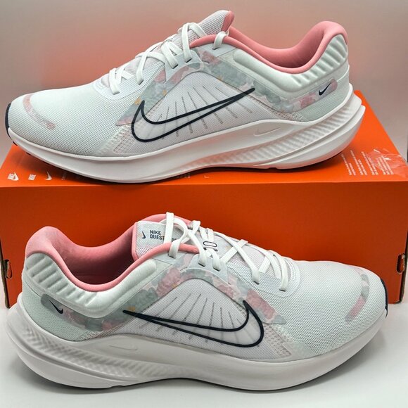Nike Quest 5 PRM White Navy Pearl Pink Running Shoe FB6944-100 Womm 12 /Men 10.5